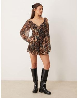 Miss Selfridge Western Long Sleeve Playsuit - Natural