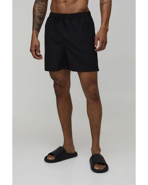 BoohooMAN Mid Length Bm Autograph Swim Short - Black