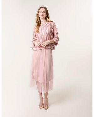 Blue Vanilla Crochet Top Pleat Dress - Pink