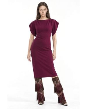 Busem Crew Neck Midi Dress - Purple
