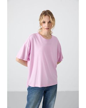 TOMMY LIFE Oversized Cotton-Modal Crew Neck T-Shirt - Pink