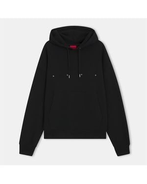 HUGO Hooded Neck Drop Shoulder Sweatshirt - Black