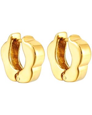 SEOL + GOLD 18Ct Plated Flower Huggie Hoops - Metallic