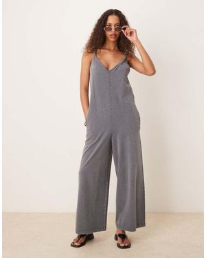 ASOS Twist Shoulder Jumpsuit - Grey