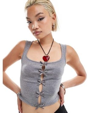Motel Vonnie Bow Detail Knitted Vest - White