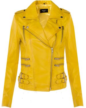 Infinity Leather Brando Biker Jacket-Loddon - Yellow