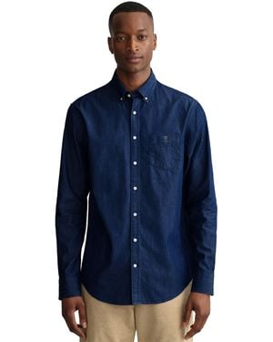 Enzo Regular Fit Denim Overhemd - Blauw