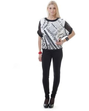 Conquista Sheer Back Print Top - Blue