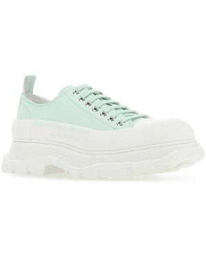 McQueen Sea Leather Tread Slick Trainers - White