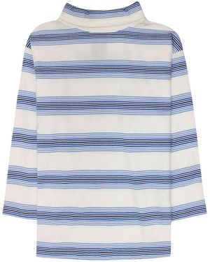Crew Stripe Funnel Neck Top - Blue