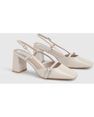 Oasis Becky Slingback Block Heeled Sandals - White