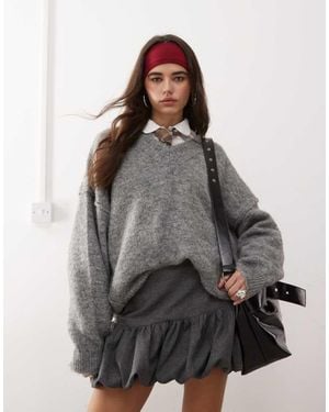 Collusion Tailored Bubble Mini Skirt - Grey