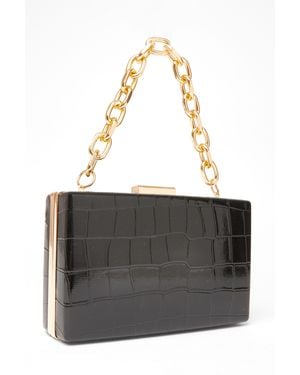 Quiz Patent Croc Box Bag - Black