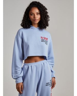 Pink Vanilla Pv Sport Cropped Hoodie - Blue