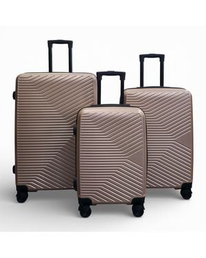 Infinity Leather Golden Hardshell Suitcase Robust 8 Wheel Cabin Luggage Case - Brown