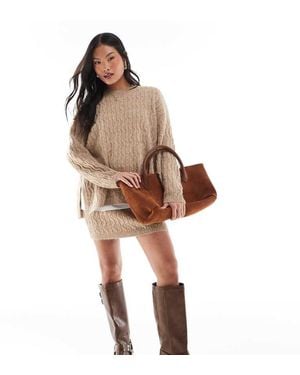 Vero Moda Cable Knit Mini Skirt Co-ord - Brown