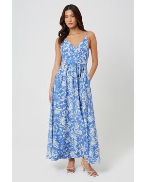 Brave Soul Strappy Floral Maxi Dress - Blue