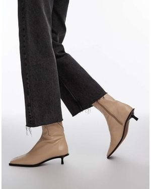 TOPSHOP Noah Premium Leather Heeled Smart Boot - Black