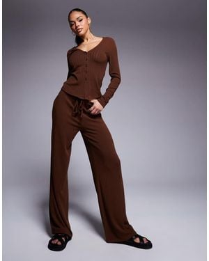 ASOS Co-Ord Wide Rib Leg Trouser - Purple