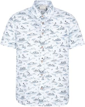 Mountain Warehouse 'Preston Illustration' Shirt Breathable Summer Holiday Top Cotton - White