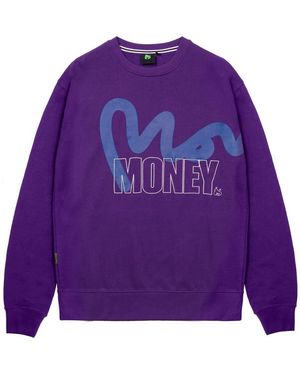Money Stencil Block Printed Logo Crew Neck Sweatshirt - Purple