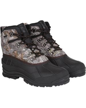 Mountain Warehouse 'Woodland' Camo Snow Boots Fleece Lined Proof Cosy Shoes Textile - Black