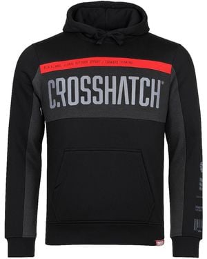 Crosshatch Panel Hoodie Cotton - Black