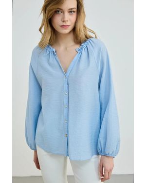 GUSTO Relaxed Fit Blouse - Blue