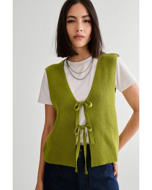 Nasty Gal Knitted Tie Front Vest - Green