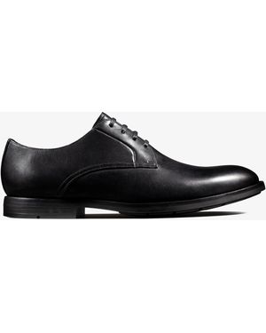 Clarks Ronnie Walk Leather Shoes - Black