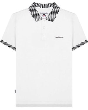 Lambretta Two Tone Badge Polo Shirt Cotton - White