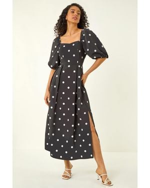 D.u.s.k Polka Dot Midi Dress - Black