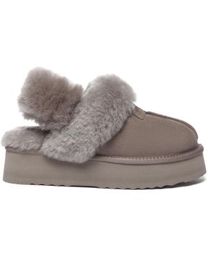 EverAu Australia Ever Au Fantail Leather Slippers With Two Removable Straps - Grey