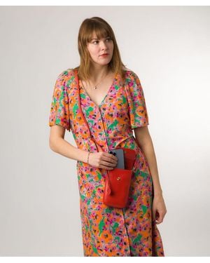 Conkca 'Buzz' Orangeade Leather Cross Body Phone Bag - Red