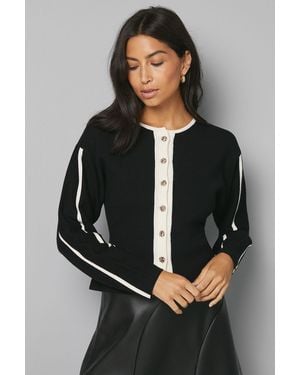 Wallis Contrast Knitted Jacket - Black