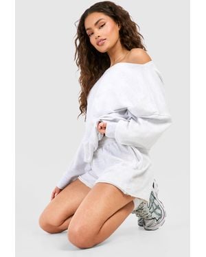 Boohoo Off The Shoulder Sweatshirt - White