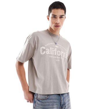 ASOS Boxy Oversized T-Shirt With City Graphic - Grey