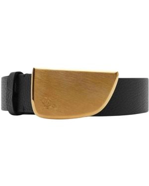 Burberry Engraved Shield Leather Belt - Black