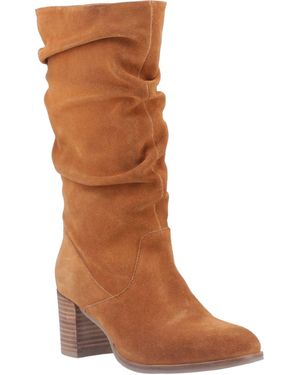 Hush Puppies Cosima Suede Heeled Knee High Boots - Brown