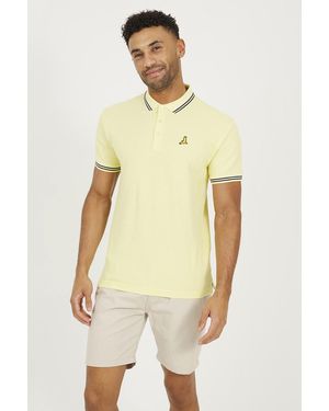 Brave Soul Cotton Polo Shirt With Contrast Colour Stripe - Natural