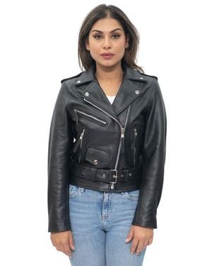 Infinity Leather Cowhide Brando Biker Jacket-Murcia - Grey