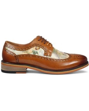 Justin Reess Leather Iconic Print Brogue Dress Shoes - Brown