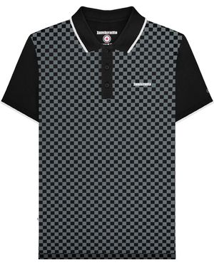 Lambretta Two Tone All-Over Print Polo Shirt Cotton - Black