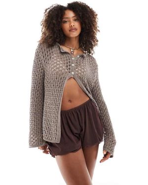 Miss Selfridge Puff Ball Hem Shorts - Brown