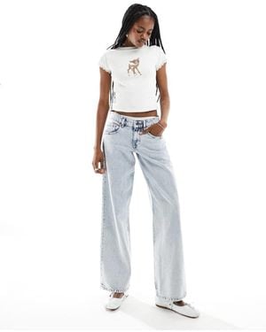 Motel Parallel Leg Low Rise Jeans - Blue