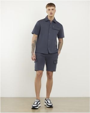 River Island Premium Regular Fit Nylon Pocket Shorts - Blue