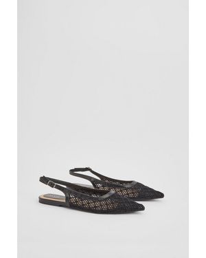 Oasis Gemma Mesh Slingback Pointed Flat Shoes - White
