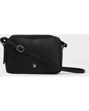Assots London 'Avon' Soft Nappa Full Grain Real Leather Crossbody Bag - Black