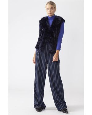 Jayley Faux Suede & Knitted Fur Gilet - Blue