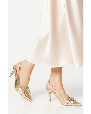 Wallis Deja Knot Detail Slingback Stiletto Court Shoes - Natural